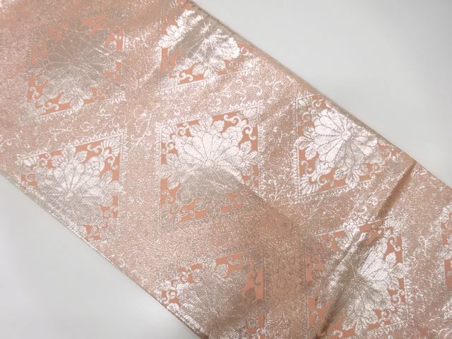 JAPANESE FUKURO OBI / REVERSIBLE / WOVEN KIKU ARABESQUE